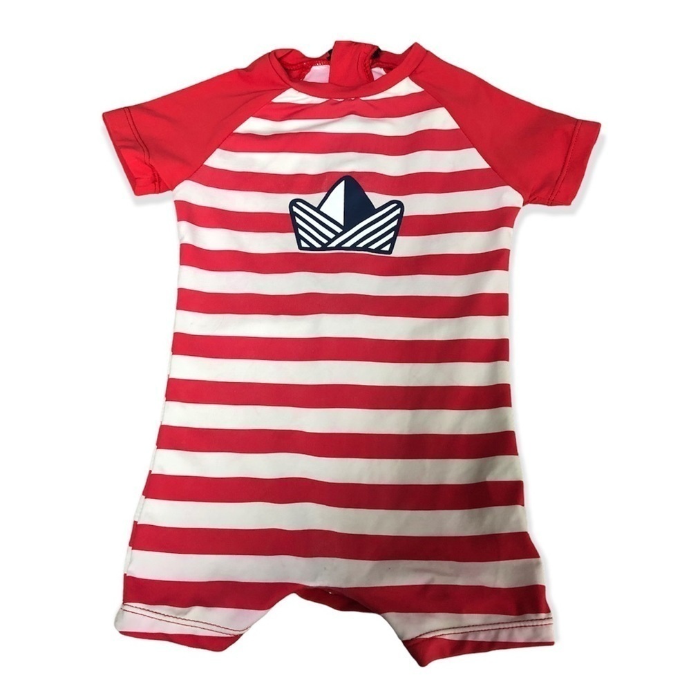 🎉3 For 15$🎉Baby Striped Red And White Swimsuit Size 12 Months